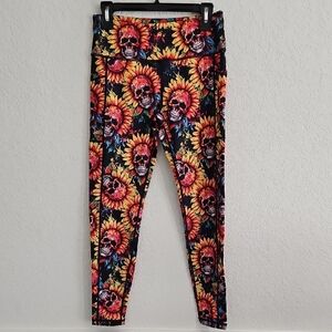 NWOT Sunflower Skull Women's Athletic Leggings